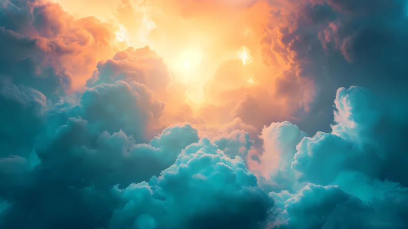 天空深处云海翻腾 宛如惊涛骇浪绝美风光大图