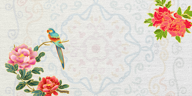 国风刺绣合成背景