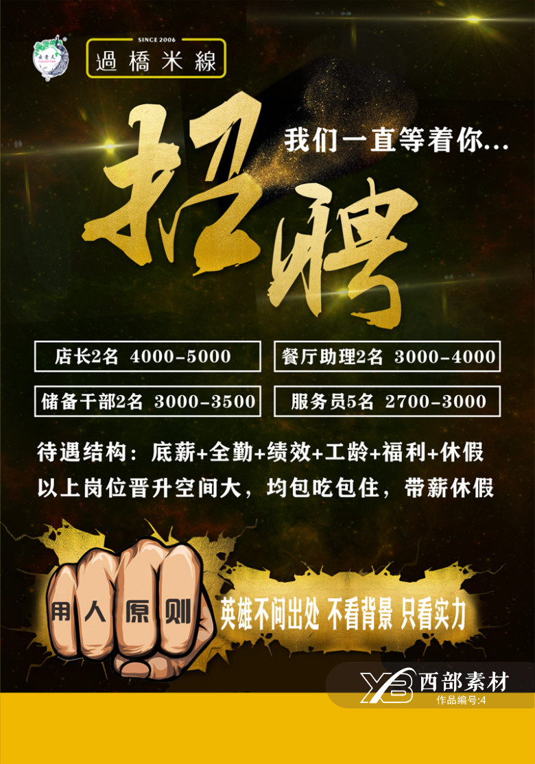黑色餐饮企业招聘海报