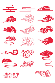 红色清新简约中国风祥云素材