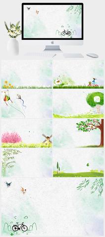 10张清新水彩春天主题PPT背景图片