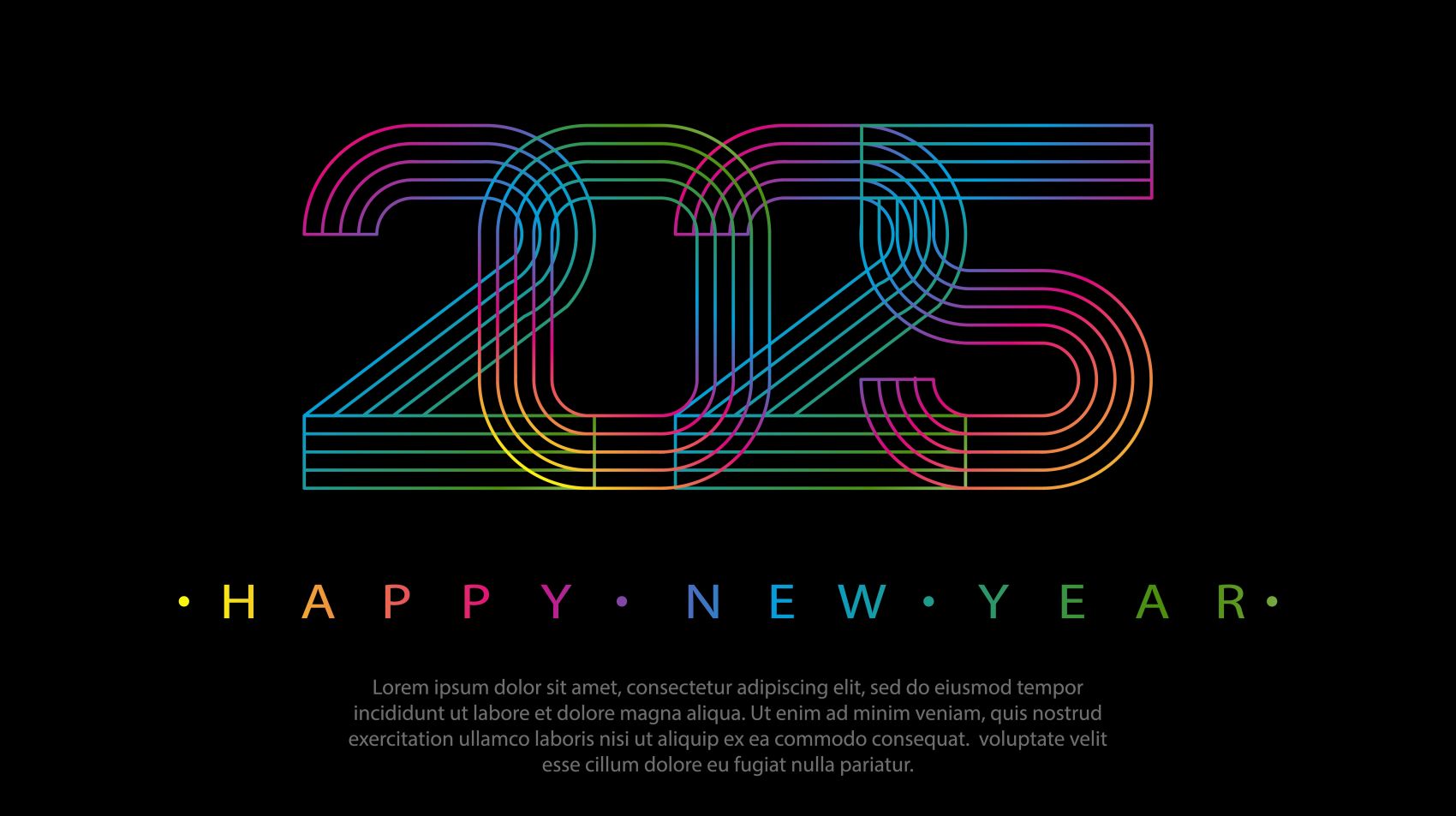 彩色线条针织的2025跨年字素材