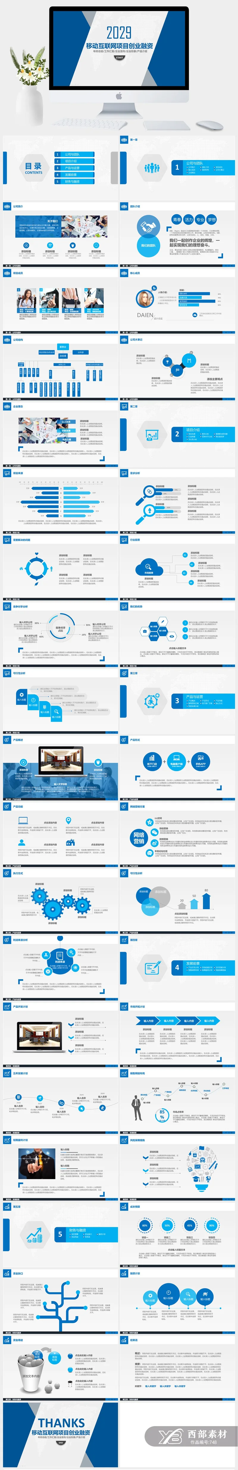 蓝色商务风移动互联网项目创业融资PPT模板 蓝色商务风移动互联网项目创业融资PPT模板
