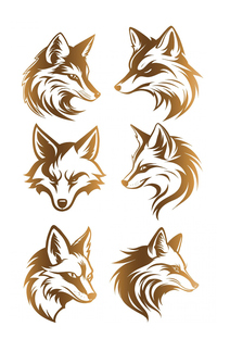手绘金色狐狸动物标志LOGO素材