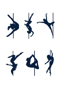 六款黑色钢管舞剪影素材