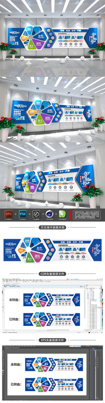 3D立体企业商务企业文化墙公司文化墙