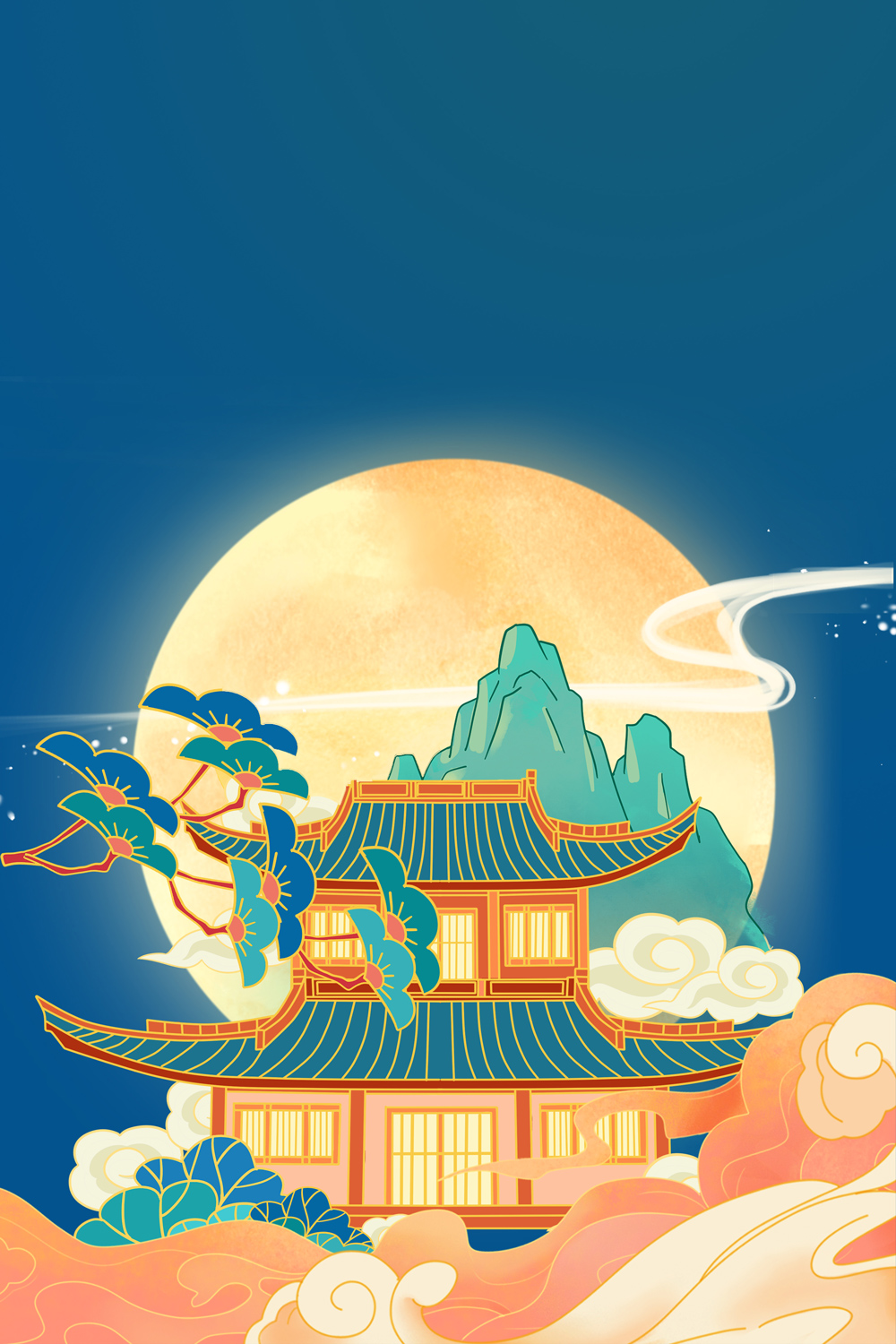 中秋合成古风海报