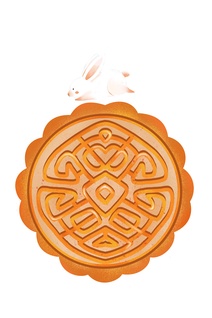 中秋节手绘玉兔月饼元素