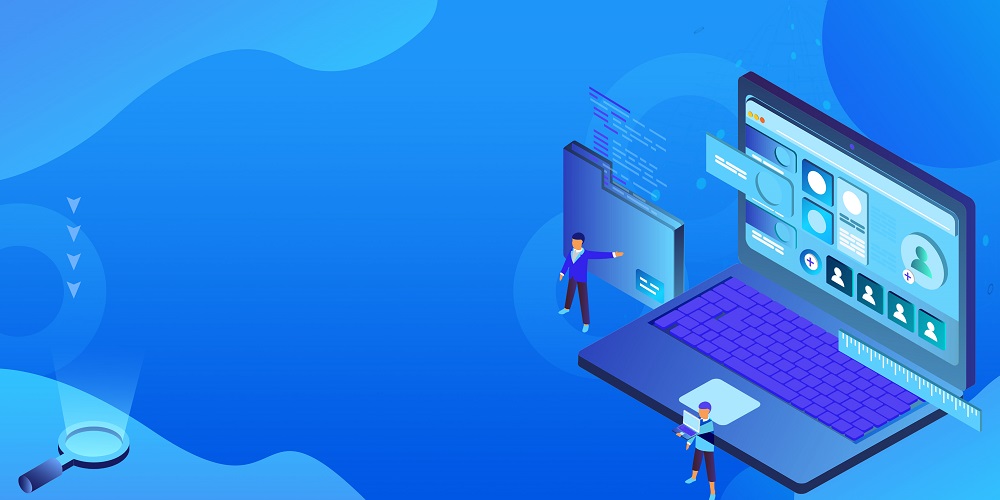 蓝色科技扁平手绘计算机培训电脑编程背景