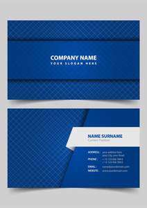 时尚蓝色格纹名片矢量素材