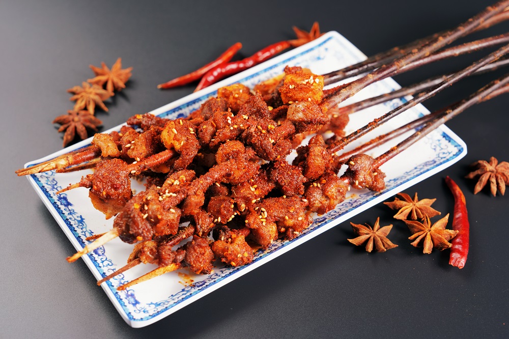竹签烤肉串图片