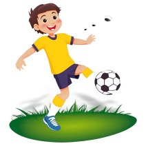 卡通小孩踢足球
