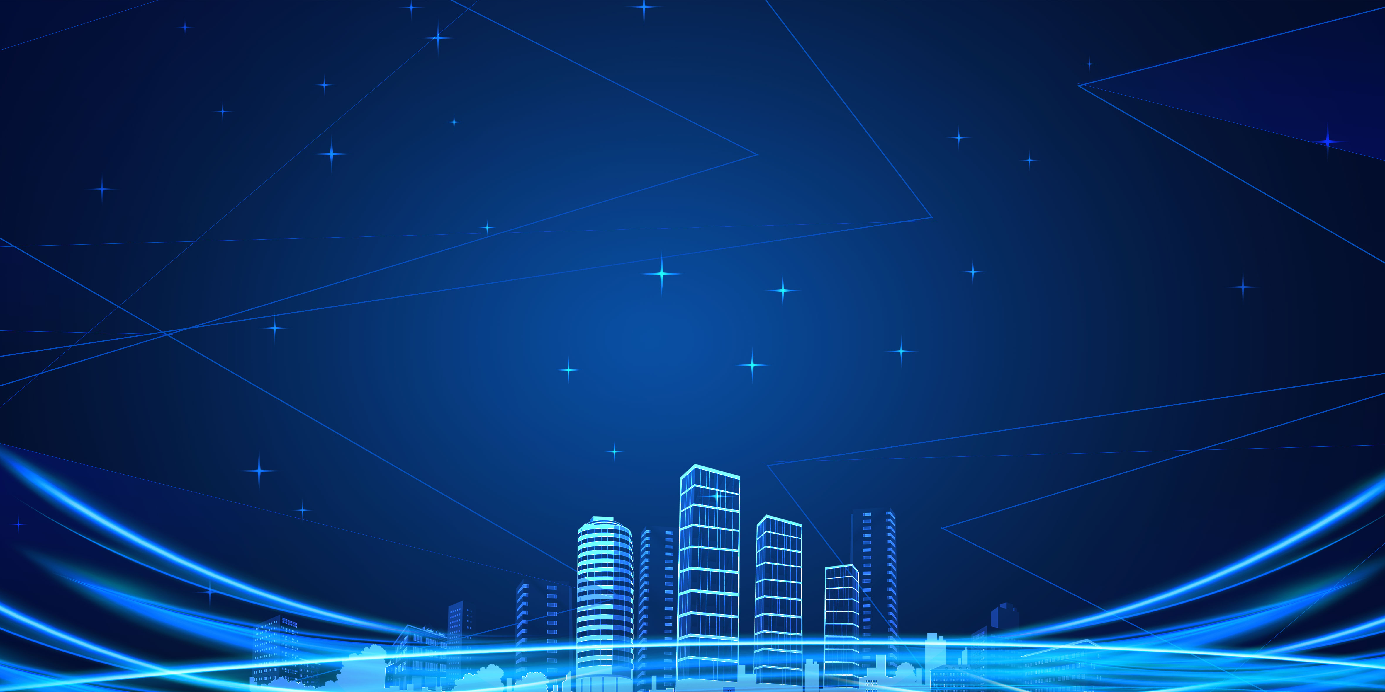 蓝色科技城市简约光效背景