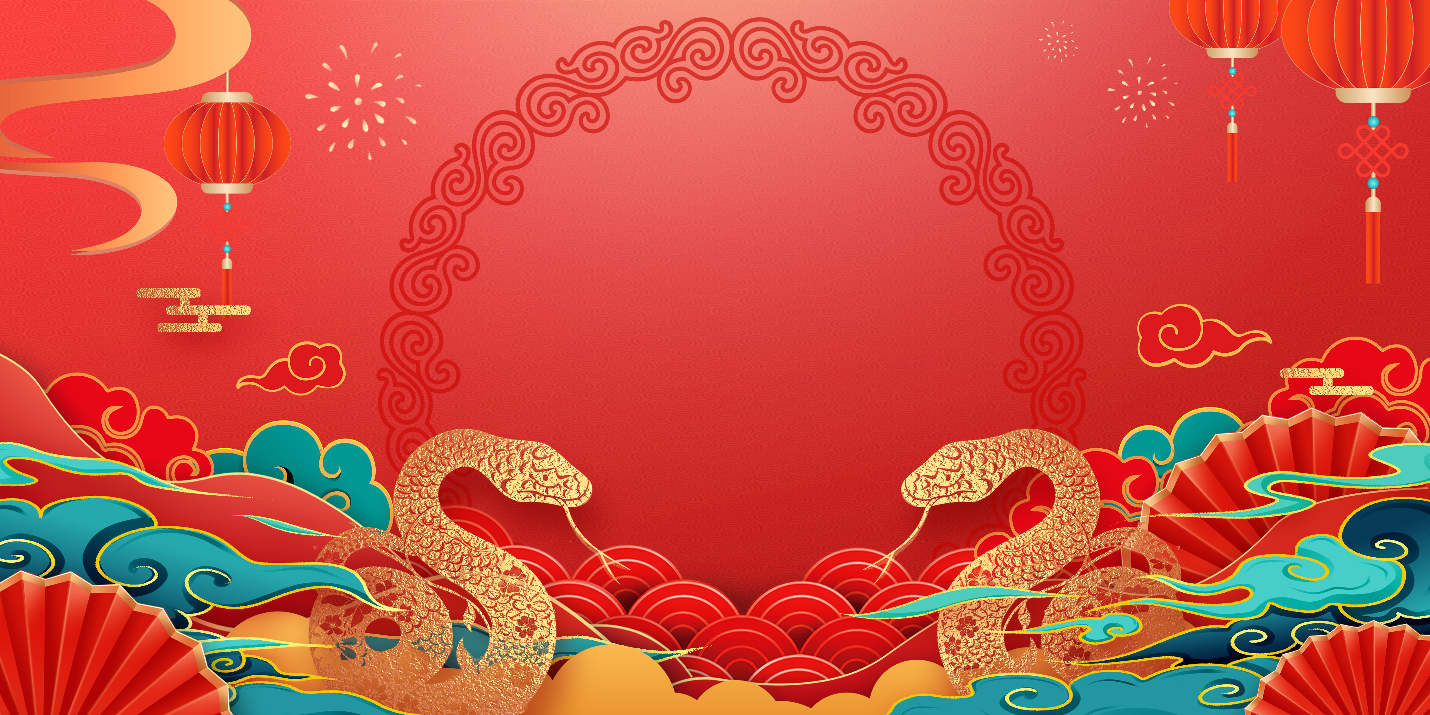中国风新年蛇年剪纸2025新年喜庆背景