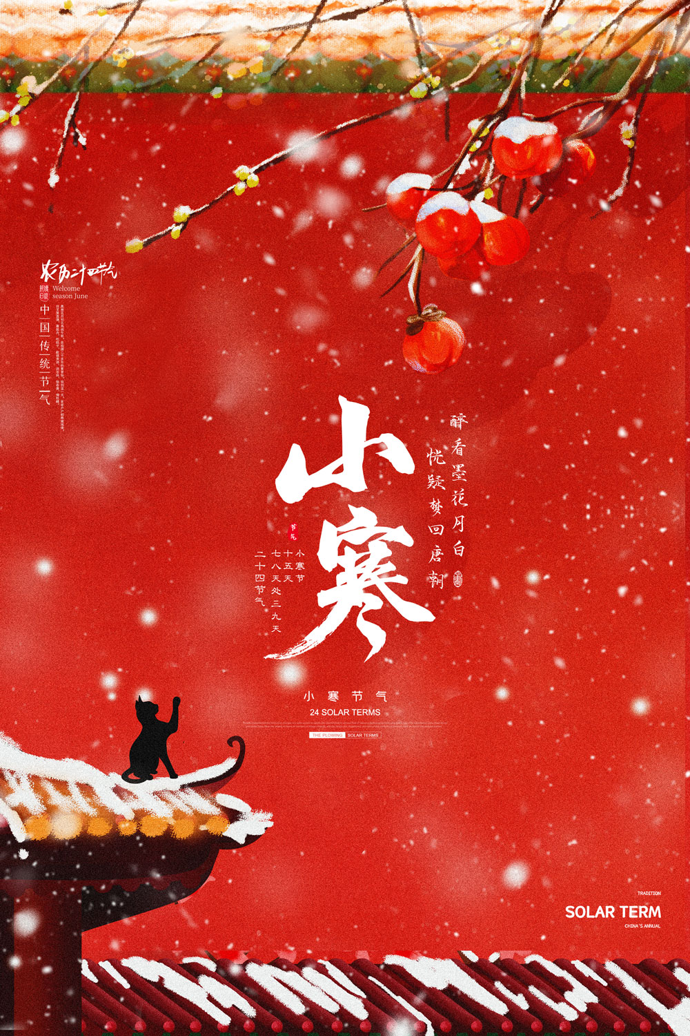 中国风小寒二十四节气宣传海报