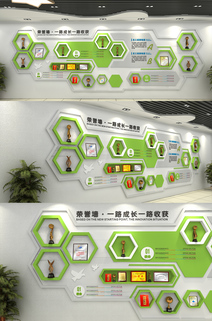 企业文化墙荣誉墙员工风采科技文化墙（含3D模型）