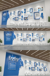 企业文化墙大气简约前台形象墙办公室发展历程