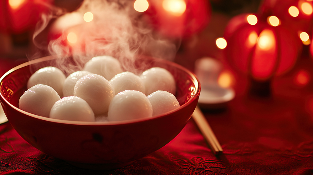 红色喜庆元宵节汤圆背景
