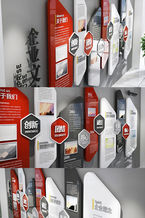 简洁红色企业文化墙办公形象墙企业历程