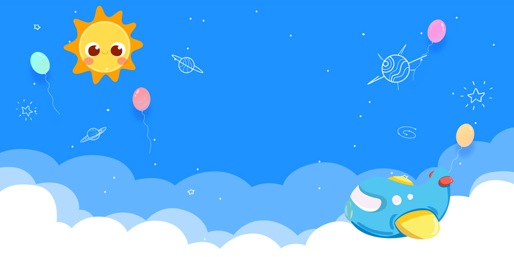 蓝色剪纸风清新卡通涂鸦可爱卡通儿童背景