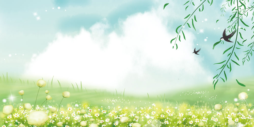 小清新春天鲜花盛开背景