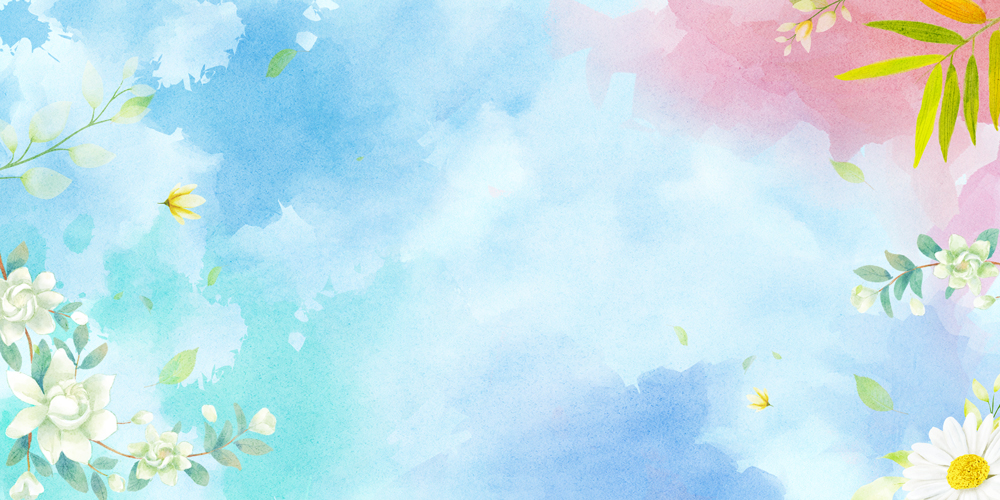 清新水彩风春天植物背景