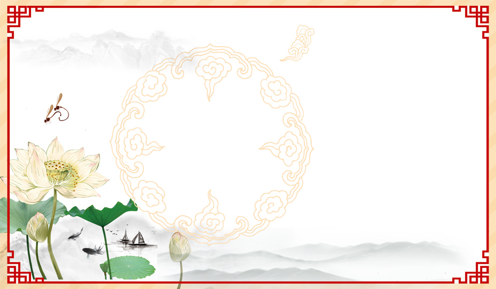中国风山水画边框海报PSD背景素材