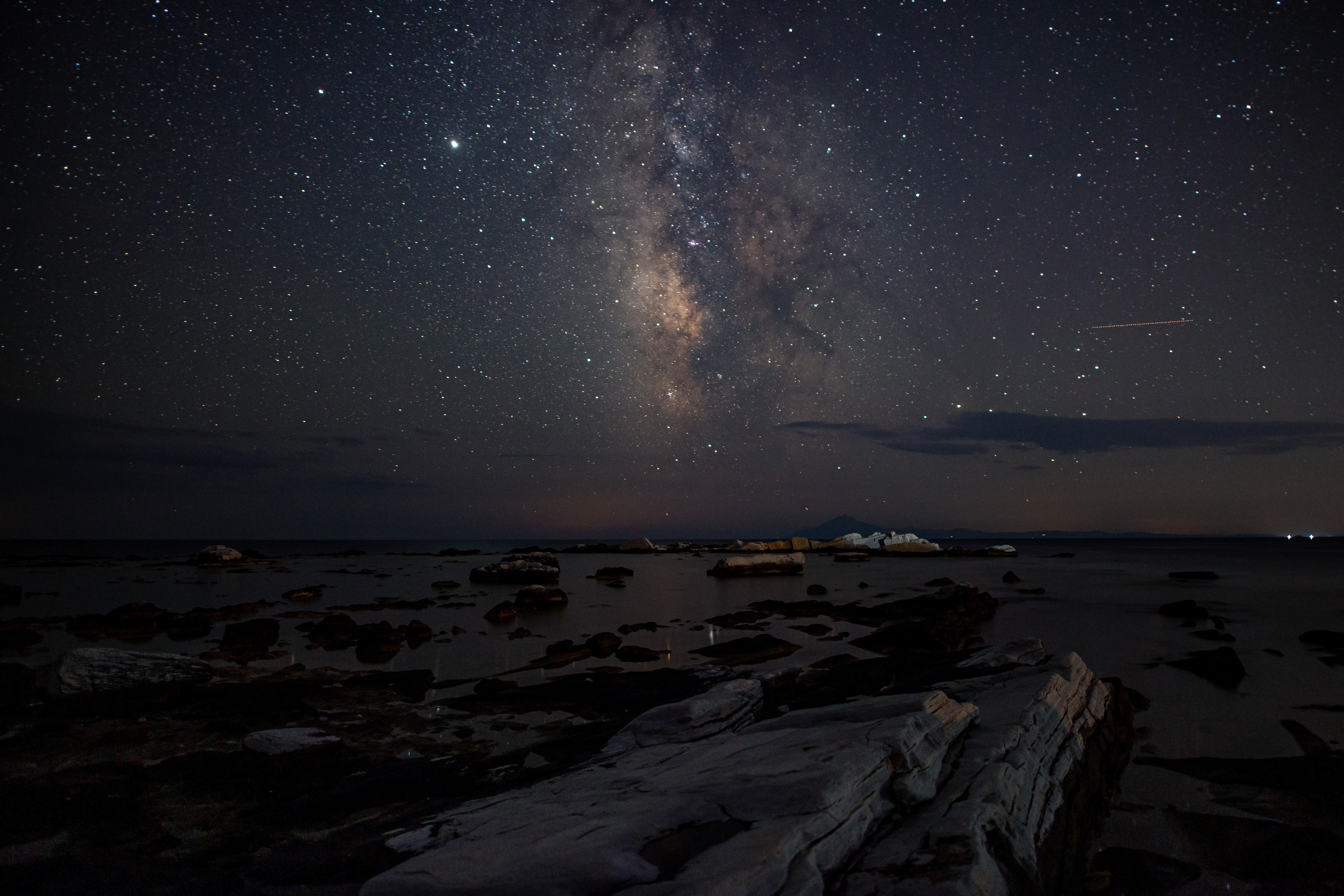 夜空, 岩石形成, 岸邊的免费素材图片