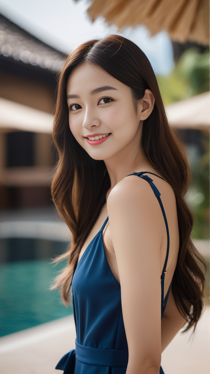 连体比基尼迷人又养眼高清美女