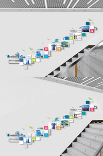 科技楼梯文化墙图片