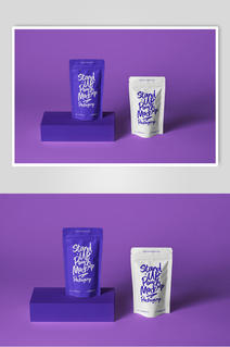 紫色背景食品包装袋样机