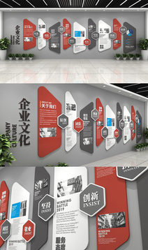  简洁大气红色企业文化墙