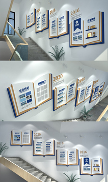 理念对话企业发展历程楼道楼梯文化墙