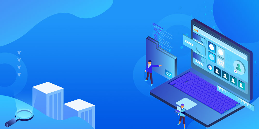 蓝色科技扁平手绘计算机培训电脑编程背景