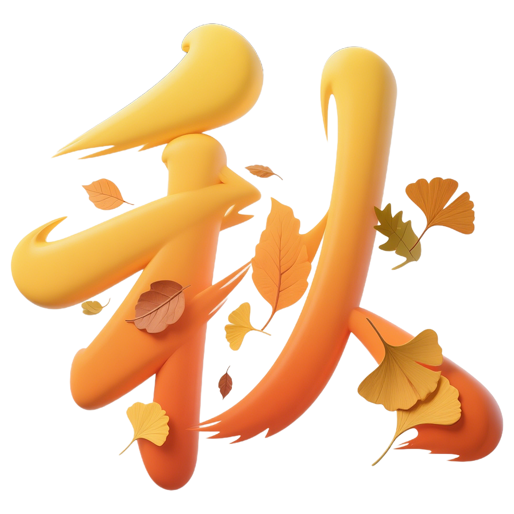 3D立体艺术字秋免抠元素