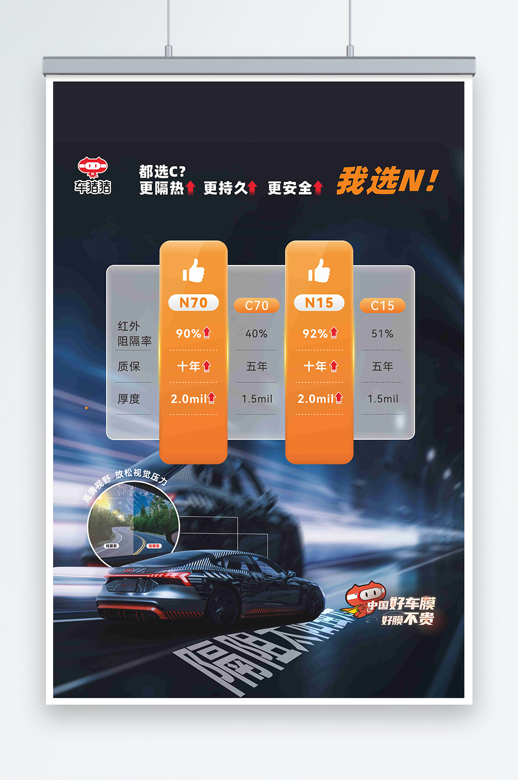 汽车隔热膜海报广告