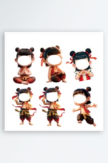 哪吒的各种造型矢量图