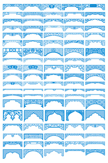门楣挂落雕花中式花纹图案矢量图CDR素材