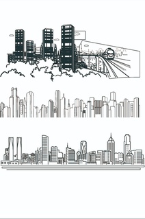城市地标剪影元素