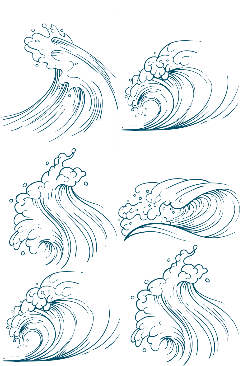 国风海浪线条元素