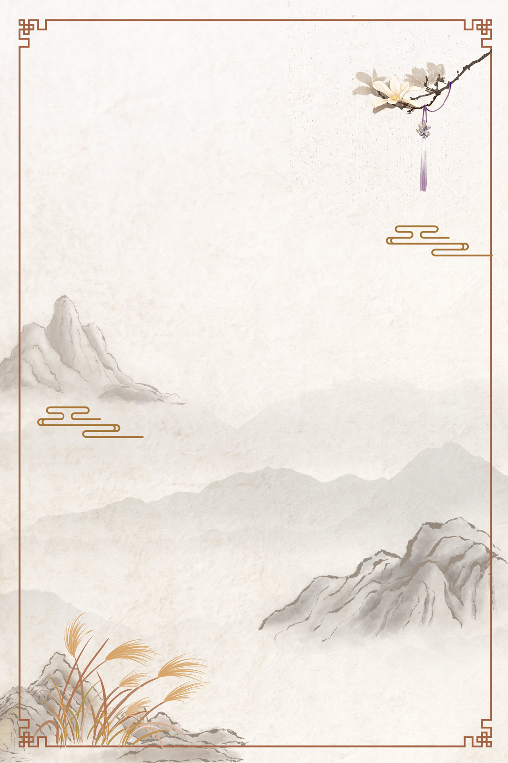 中国风画卷山水水墨画意境创意中国风背景