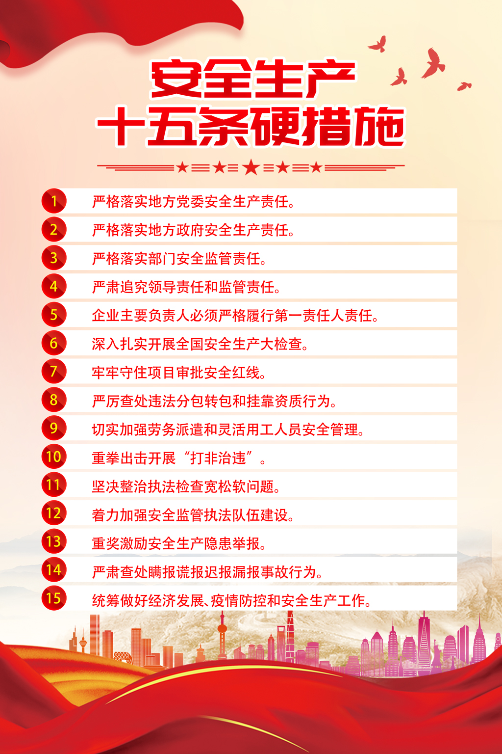 红色2025年全国安全生产月安全生产宣传海报
