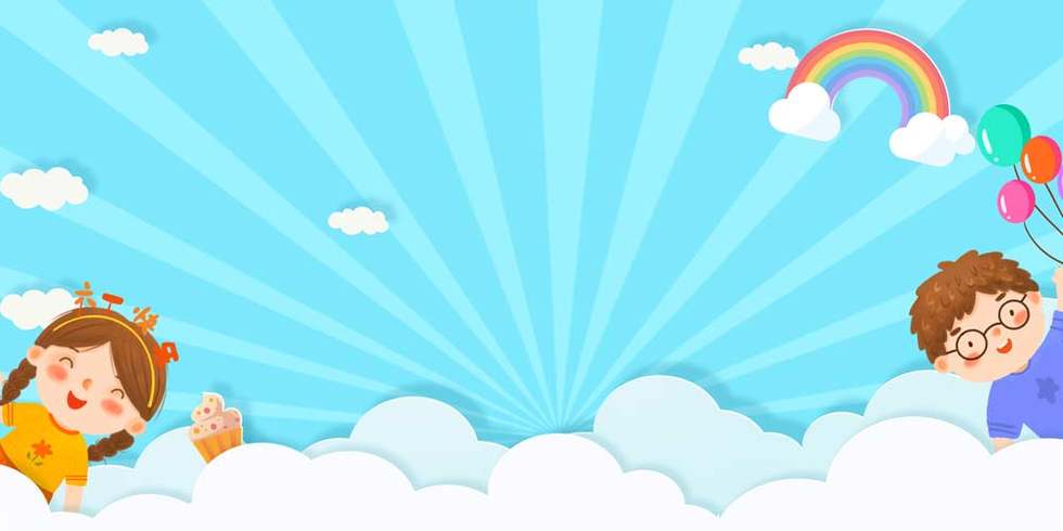 手绘卡通六一儿童节蓝色背景