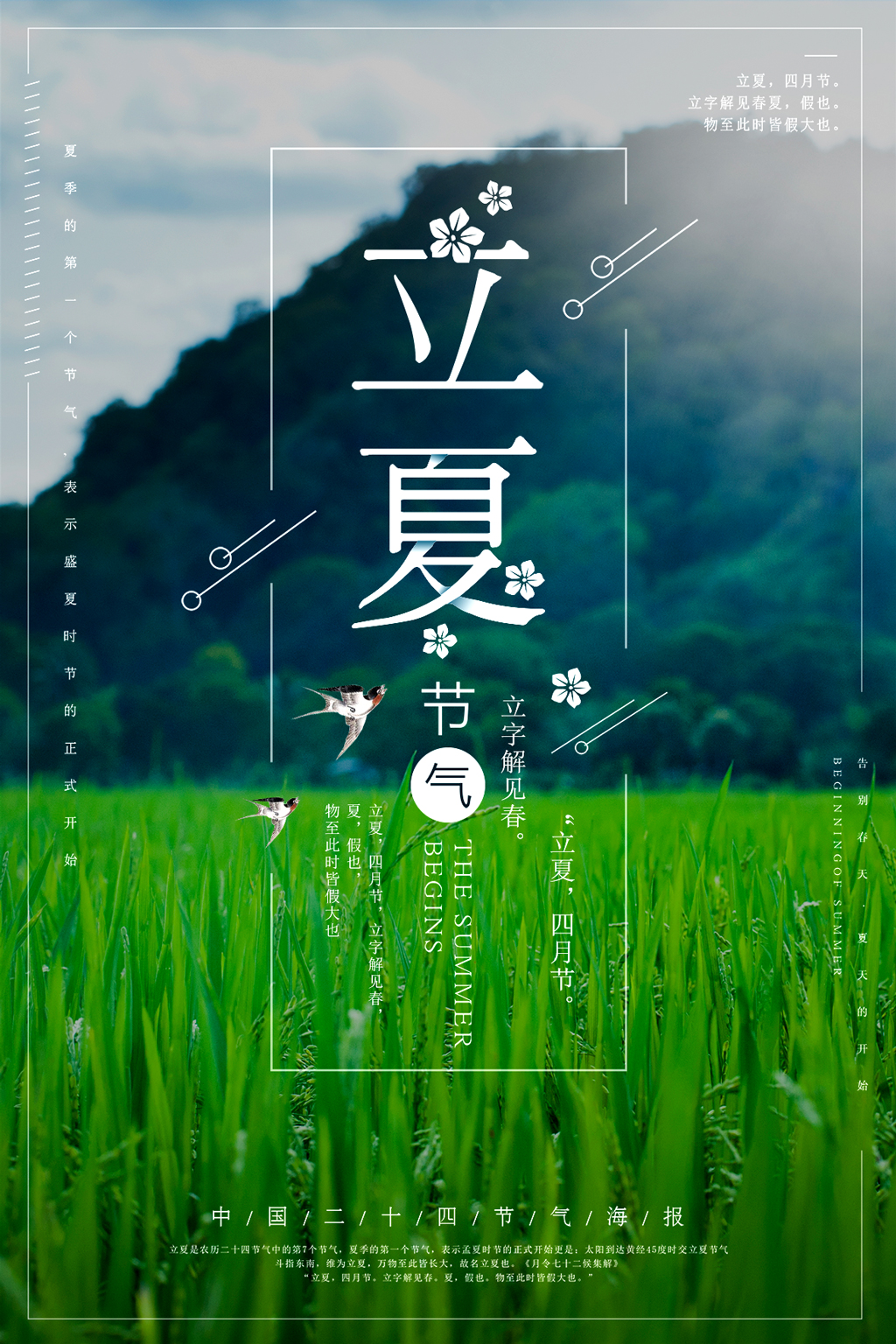 中国传统二十四节气立夏海报模板设计