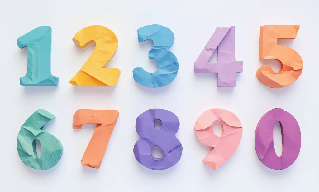 3D立体粉笔数字合集矢量素材