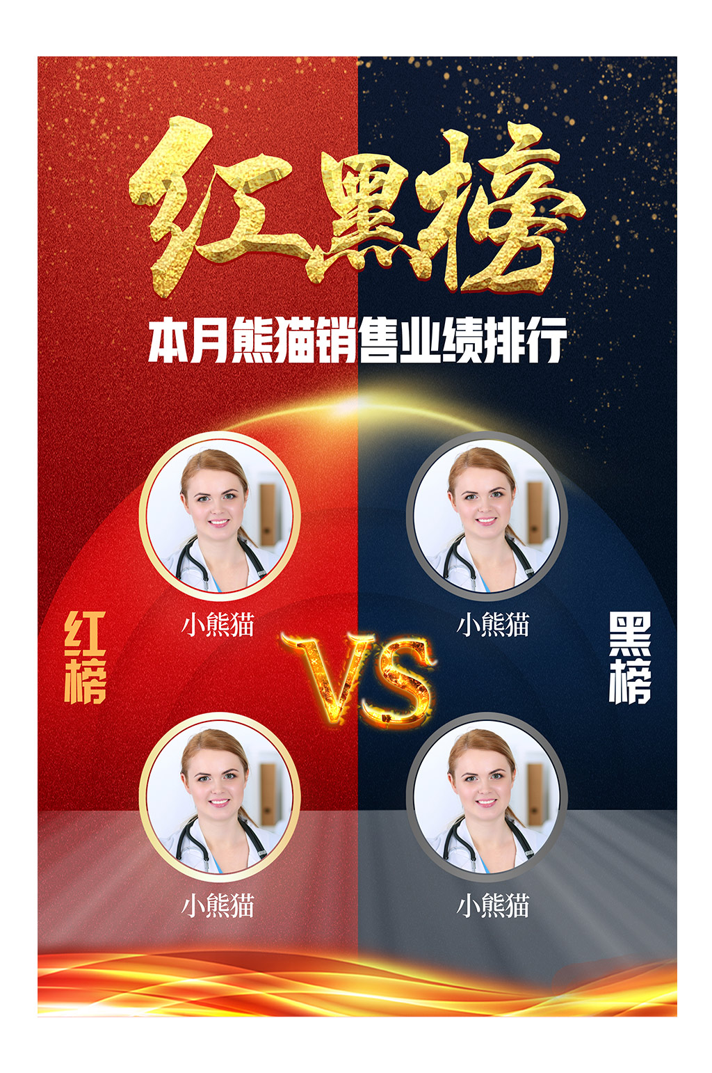 红色简约红黑榜业绩榜宣传海报