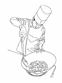 厨师炒菜矢量图剪影