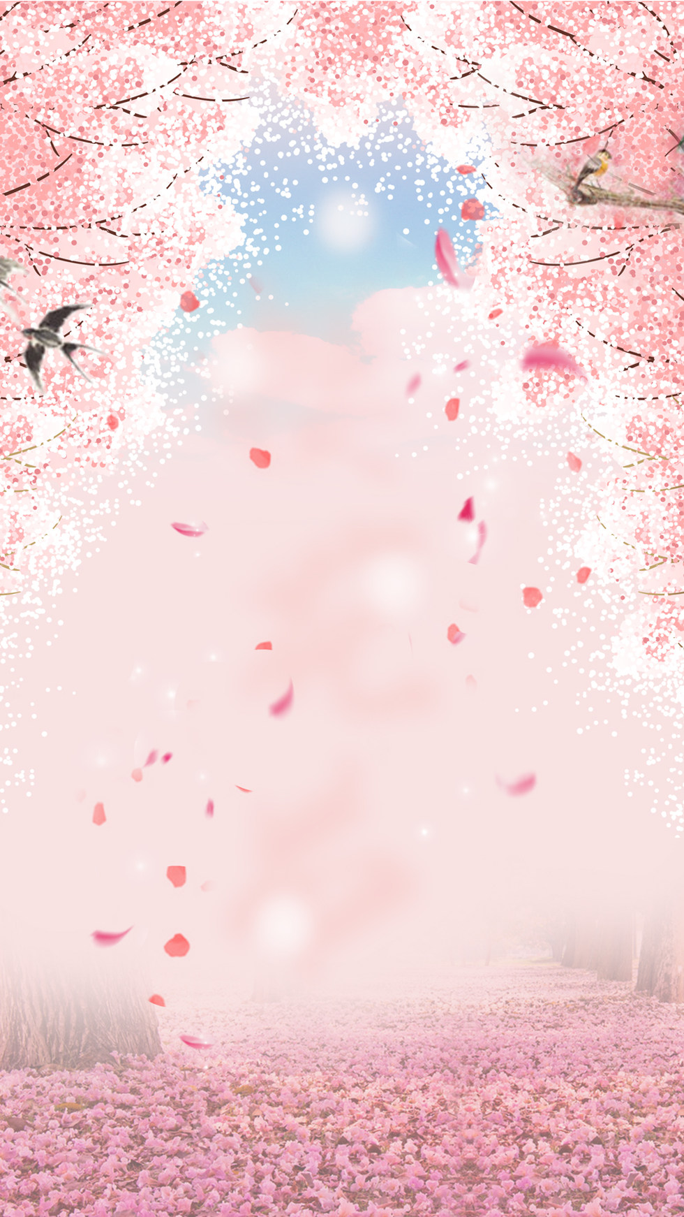 粉色浪漫春天樱花贺卡H5背景