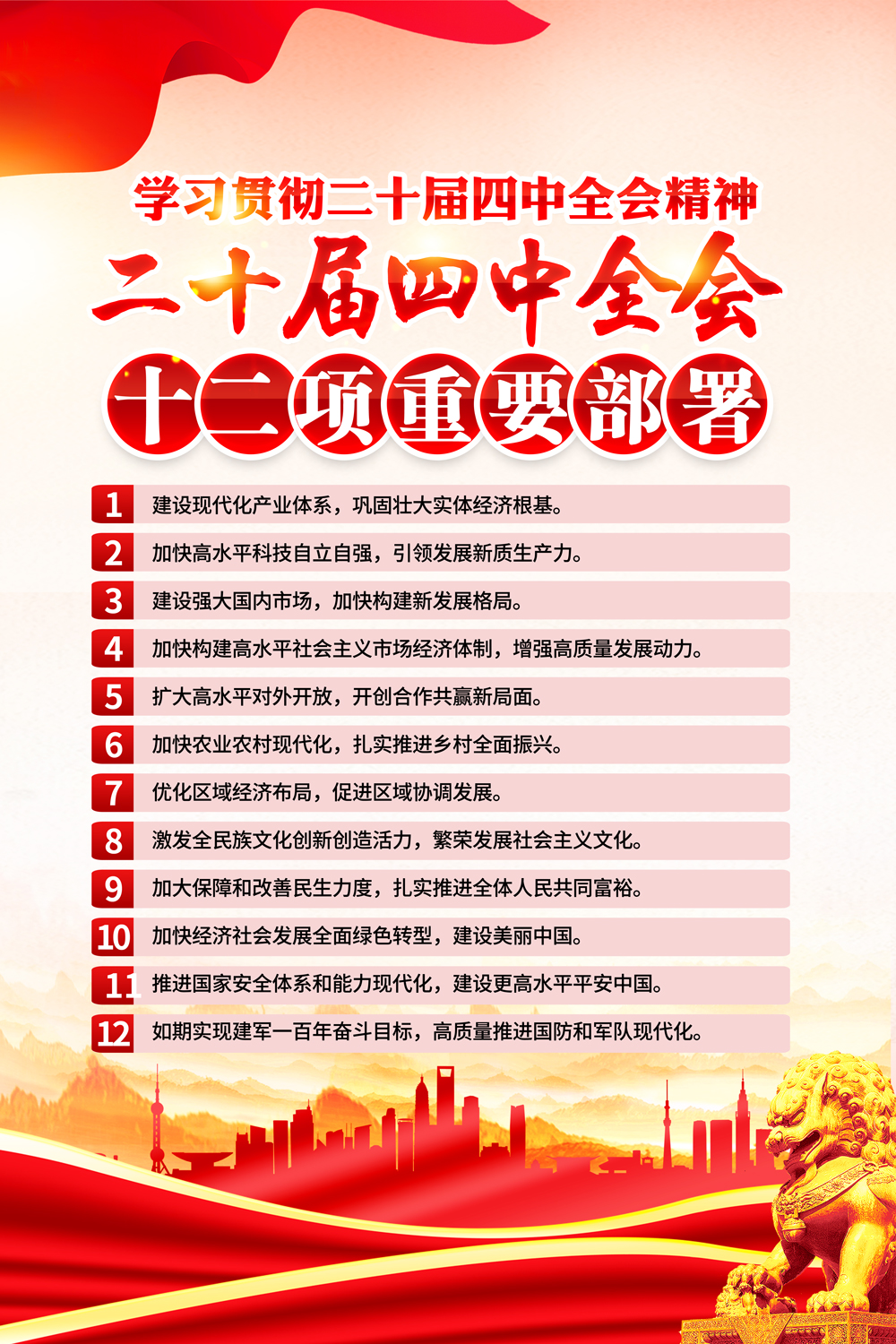 二十届四中全会精神12项重要部署海报
