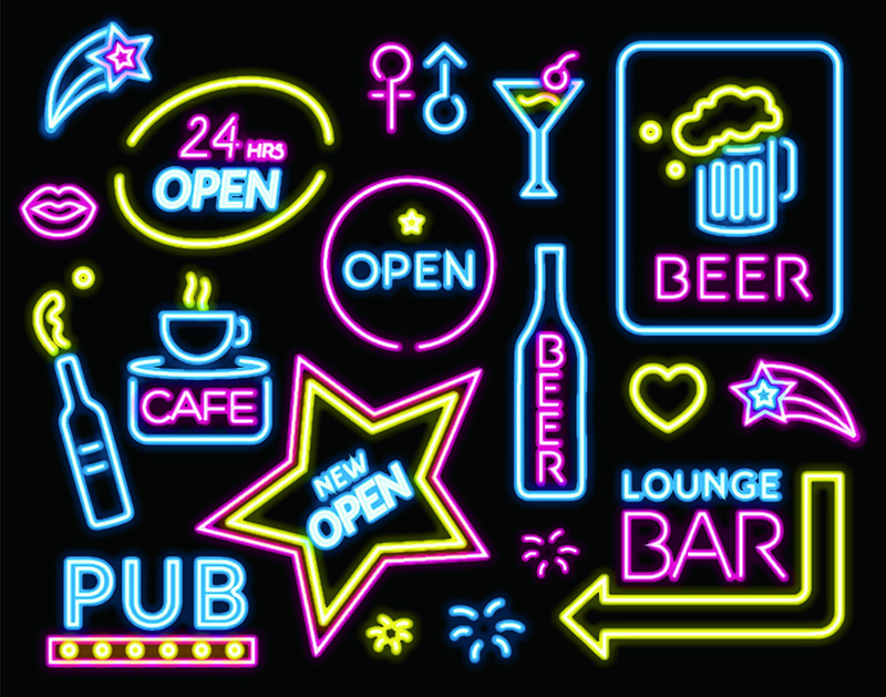夜市餐厅霓虹灯造型素材